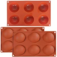 SourceTon - Molde de silicona con 6 agujeros- 6 cavidades- bandeja de silicona de media esfera (naranja) para chocolate…